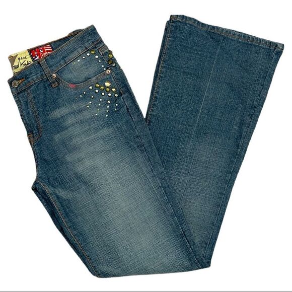 7 For All Mankind X The Great China Wall Collab Boot Cut Embellished Jeans Sz 30 - Picture 1 of 13
